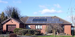 Solar panels on a house in the country